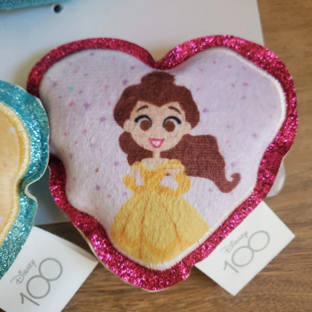Disney 100 Princess Heart Catnip Cat Toy 3 Pack Jasmine Cinderella Belle Glitter